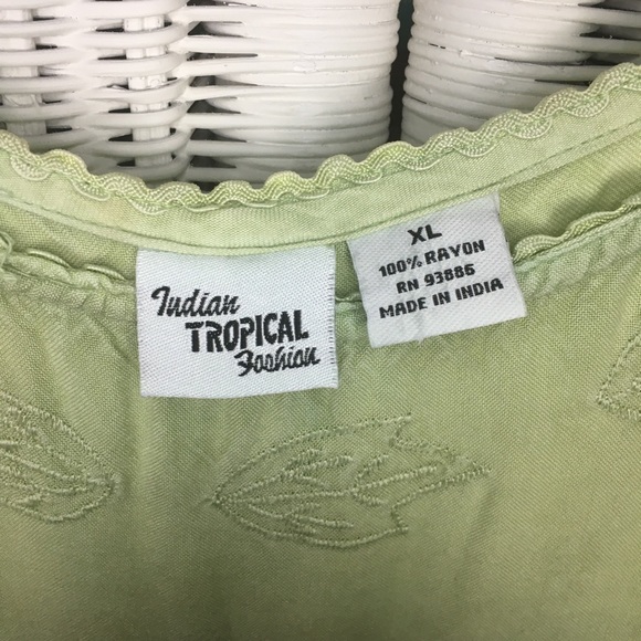 Indian Tropical Fashion summer dress XL sage green - Picture 3 of 8